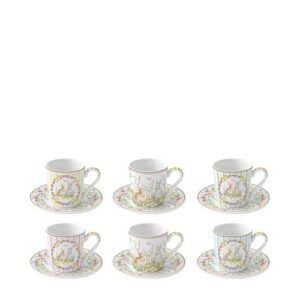 TAZAS DE CAFÉ CON PLATO X6
